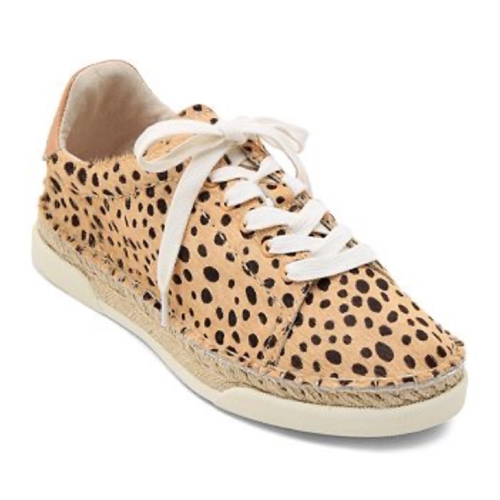 Dolce Vita Women's Madox Leopard Print Calf Hair Lace-Up Sneakers, Sz 7